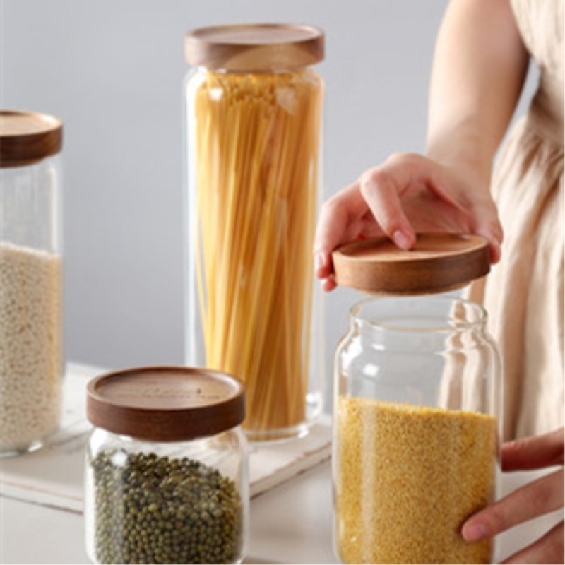 HEATHER Wood and Glass Container Set