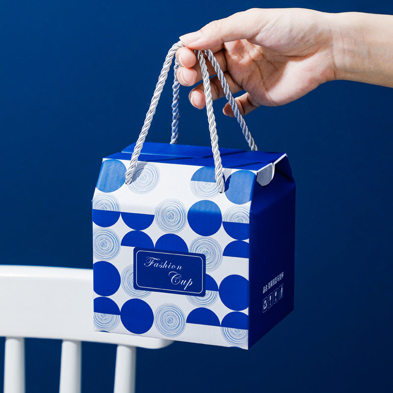 White with blue dots Mug Set