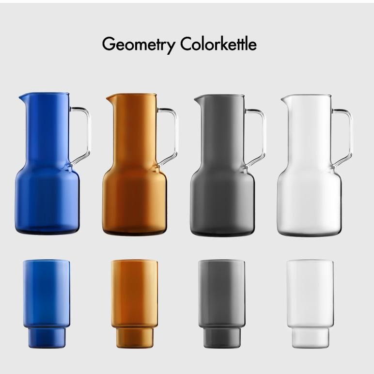 GEO ColorKettle Series Handblown Drinking Set (1 Pitcher with 4 Glasses)