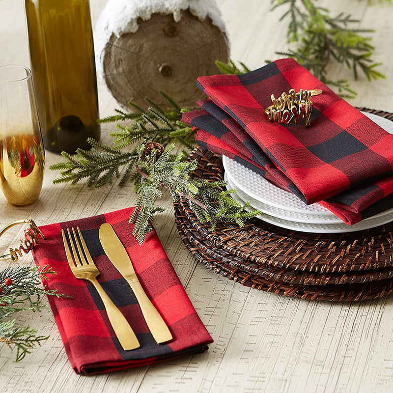 Lara Table Napkin (Red/Black)