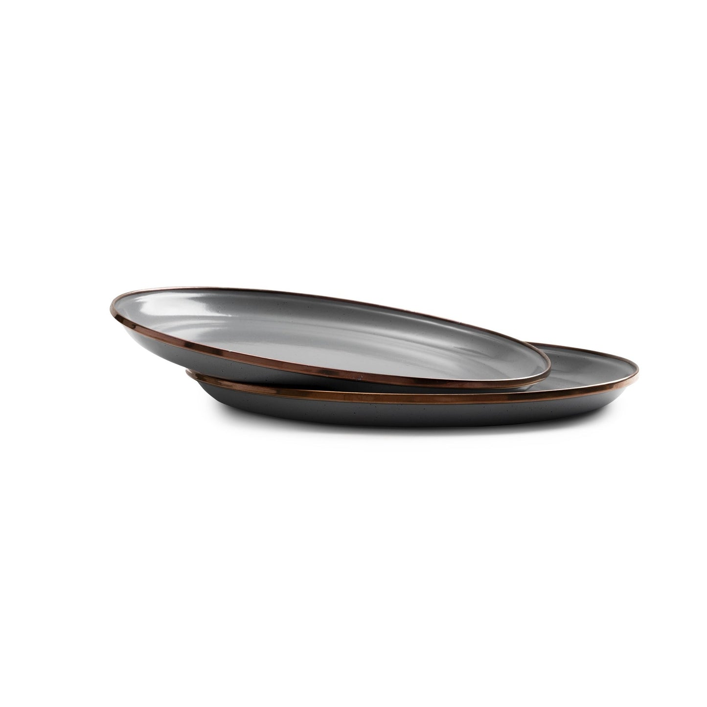 Barebones Living Enamel Plate set of 2 - Slate Gray