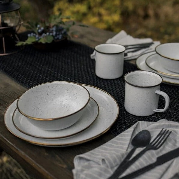 Barebones Living Enamel Plate set of 2 - Eggshell