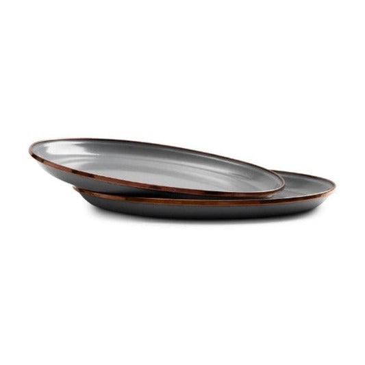 Barebones Living Enamel Salad Plate set of 2 - Slate Gray