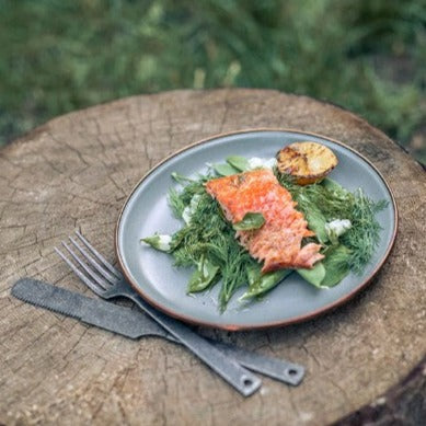 Barebones Living Enamel Salad Plate set of 2 - Slate Gray