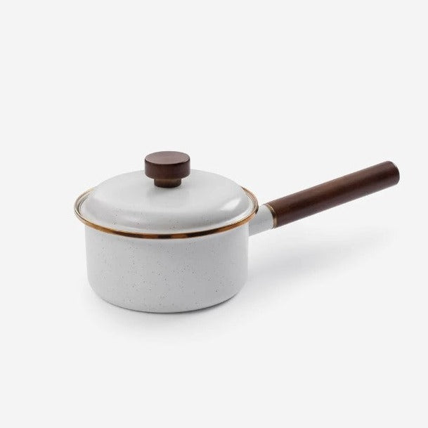 Barebones Living Enamel Saucepan Eggshell