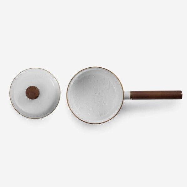 Barebones Living Enamel Saucepan Eggshell