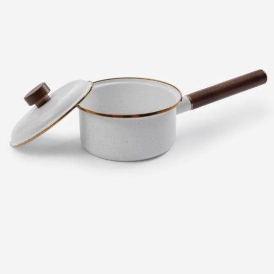 Barebones Living Enamel Saucepan Eggshell