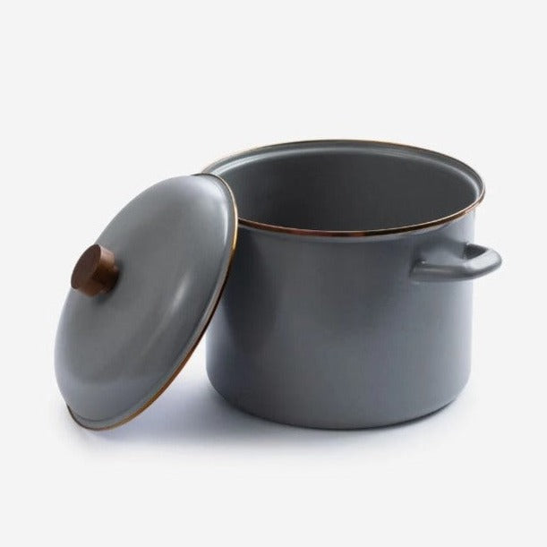 Barebones Living Enamel Stock Pot Slate Gray