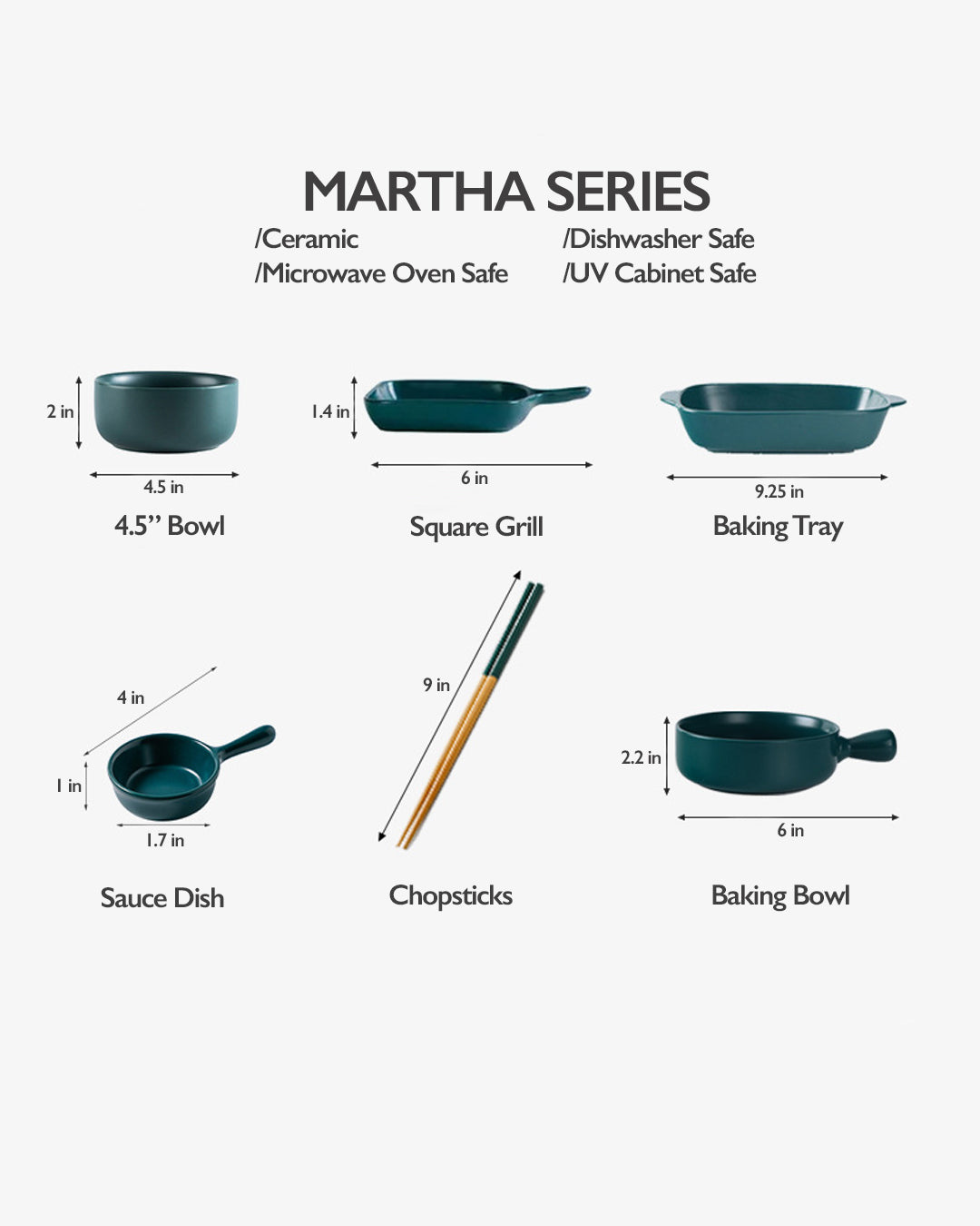 Martha Series Servingware in Mint- Set of 4