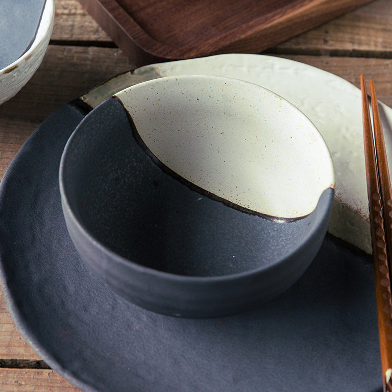ROKU Stoneware Japanese Bowl & Plate Set