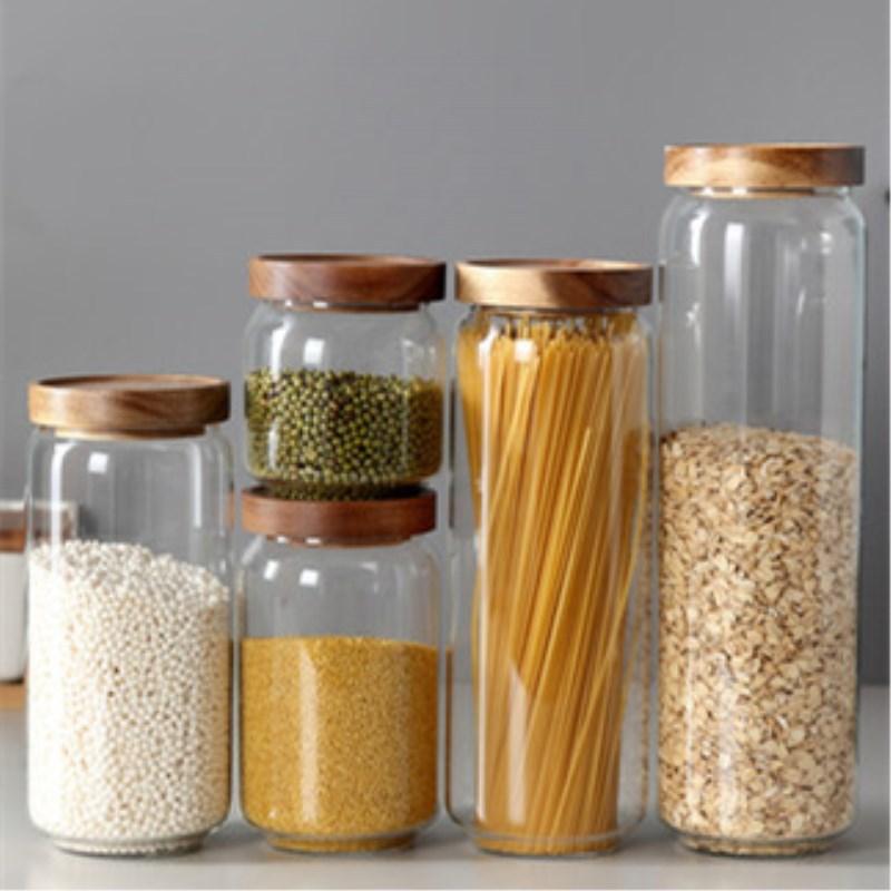 HEATHER Wood and Glass Container Set