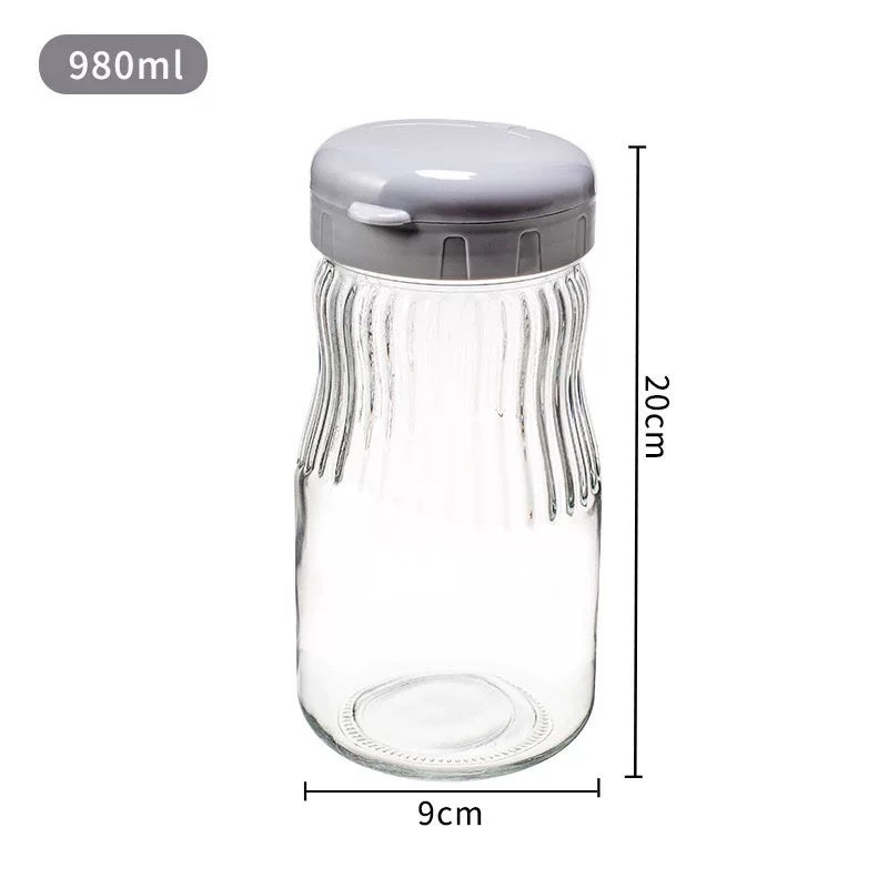 Lood Clear Glass Jar with Plastic Flip Lid