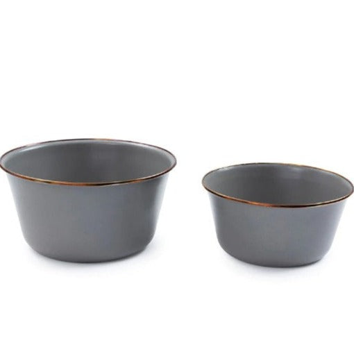 Barebones Living Enamel Mixing Bowl Set of 2 Slate Gray