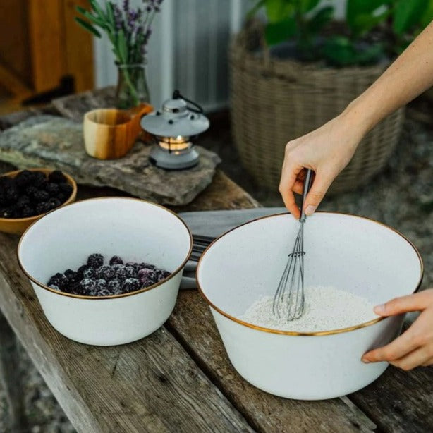 Barebones Living Enamel Mixing Bowl Set of 2 Eggshell