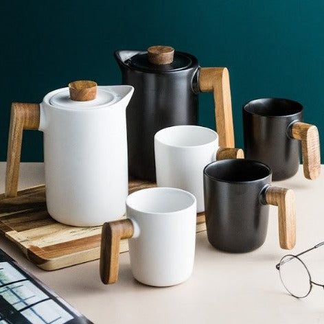 Black/White Nordic Ceramic Tea Set