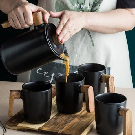 Black/White Nordic Ceramic Tea Set